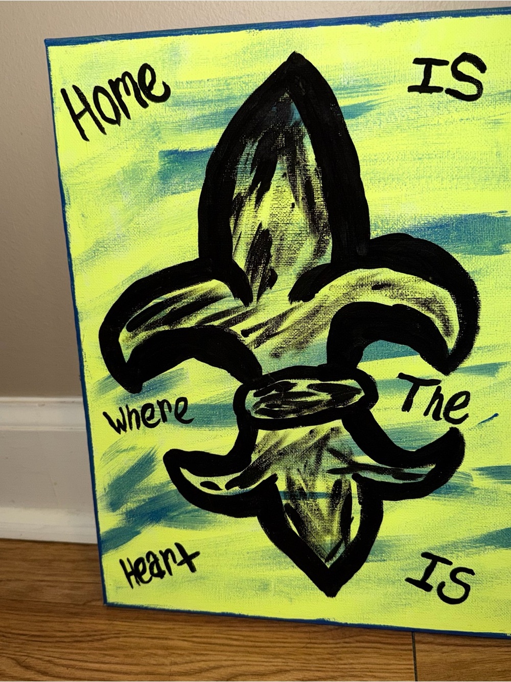 Hand-Painted Yellow & Black Fleur-de-Lis Wall Art by KICKRUSH